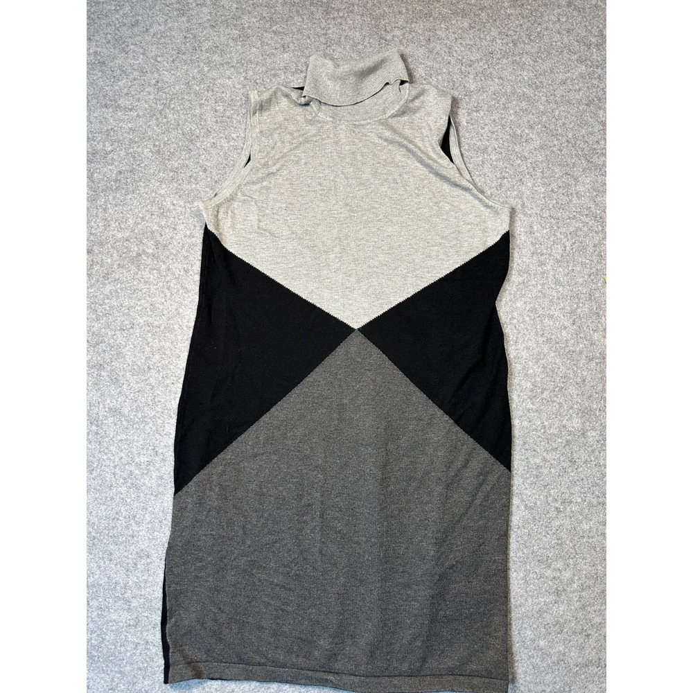 Philosophy Knit Dress Womens XL Gray Geometric Turtleneck Knee Length Pullover